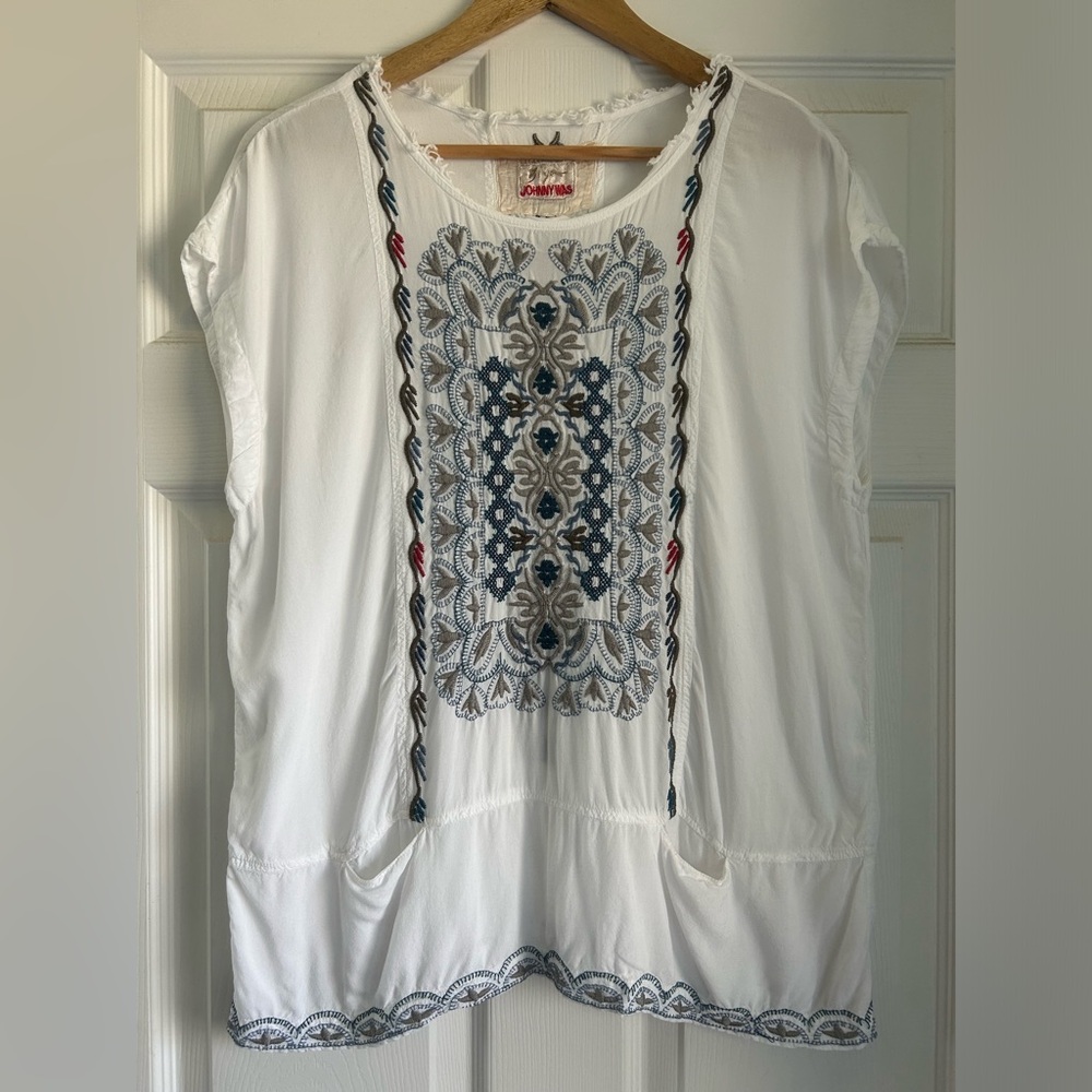 Johnny Was Biya Embroidered Blouse
